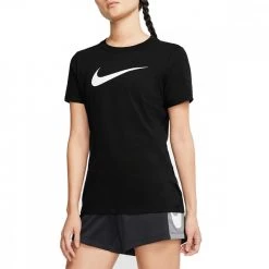 NIKE T-SHIRT DRI-FIT SWOOSH DONNA Nero
