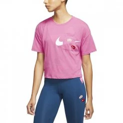 NIKE T-SHIRT CROP ICON CLASH WOW DONNA Rosa