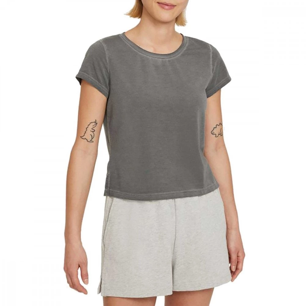 NIKE T-SHIRT DRI-FIT YOGA DONNA Grigio 1 NIKE T-SHIRT DRI-FIT YOGA DONNA Grigio