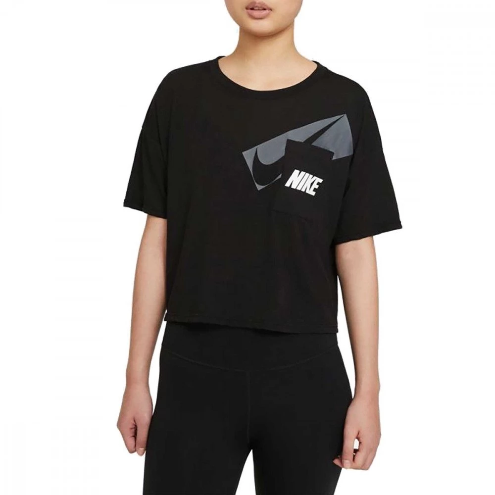 NIKE T-SHIRT DRI-FIT CROP DONNA Nero 3 NIKE T-SHIRT DRI-FIT CROP DONNA Nero - immagine 3