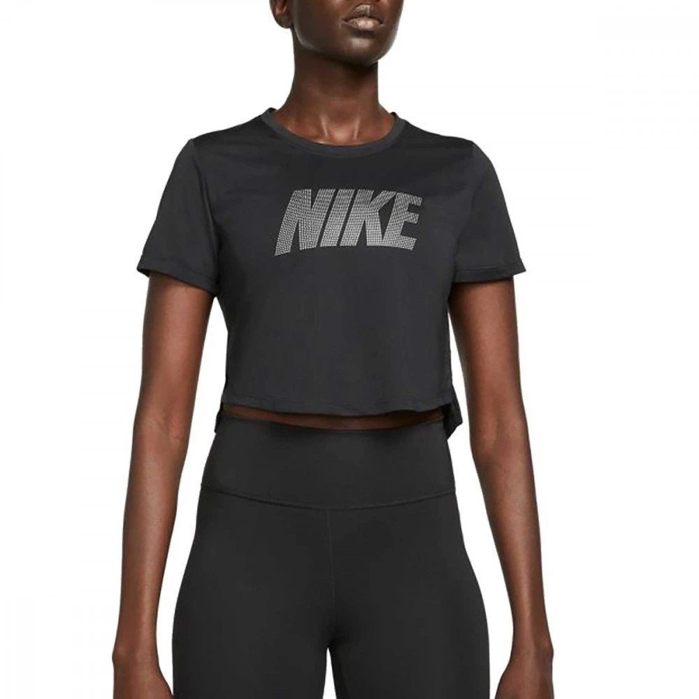 NIKE T-SHIRT CROP DRI-FIT ONE DONNA Nero 1 NIKE T-SHIRT CROP DRI-FIT ONE DONNA Nero