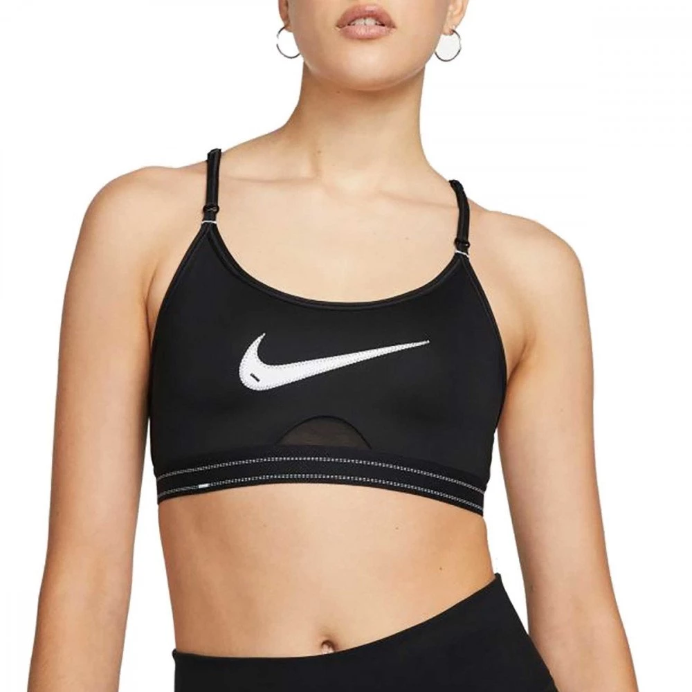 NIKE REGGISENO DRI-FIT INDY GRAPHIC SWOOSH Nero 1 NIKE REGGISENO DRI-FIT INDY GRAPHIC SWOOSH Nero