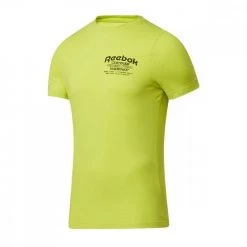 REEBOK T-SHIRT WEIGHTLIFTING NOVELTY GRAPHIC Lime