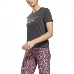 REEBOK T-SHIRT MODERN SAFARI LOGO DONNA Nero -Negozio online TRAINING E PALESTRA Italia 2022 reebok h56414 t shirt modern safari logo donna abbigliamento training e palestra donna 043067901 blk 2