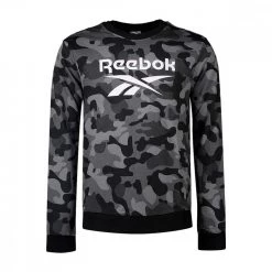 REEBOK FELPA GIROCOLLO CAMO ALLOVER PRINT Nero