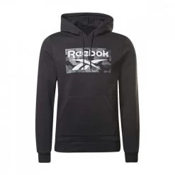 REEBOK FELPA CON CAPPUCCIO CAMO ALLOVER PRINT Nero
