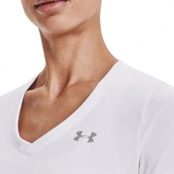 UNDER ARMOUR T-SHIRT SOLID SCOLLO V DONNA Bianco -Negozio online TRAINING E PALESTRA Italia 2022 under armour 1255839 t shirt solid donna abbigliamento training e palestra donna 044895801 100 5