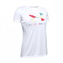 UNDER ARMOUR T-SHIRT BIG LOGO TECH BAMBINA Bianco