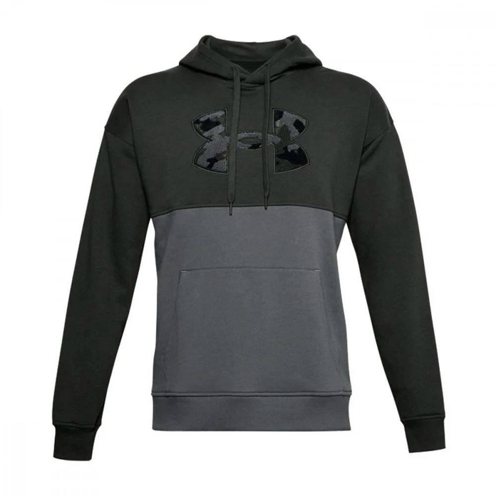 UNDER ARMOUR FELPA CON CAPPUCCIO RIVAL FLEECE COLORBLOCK Grigio, Verde 1 UNDER ARMOUR FELPA CON CAPPUCCIO RIVAL FLEECE COLORBLOCK Grigio, Verde