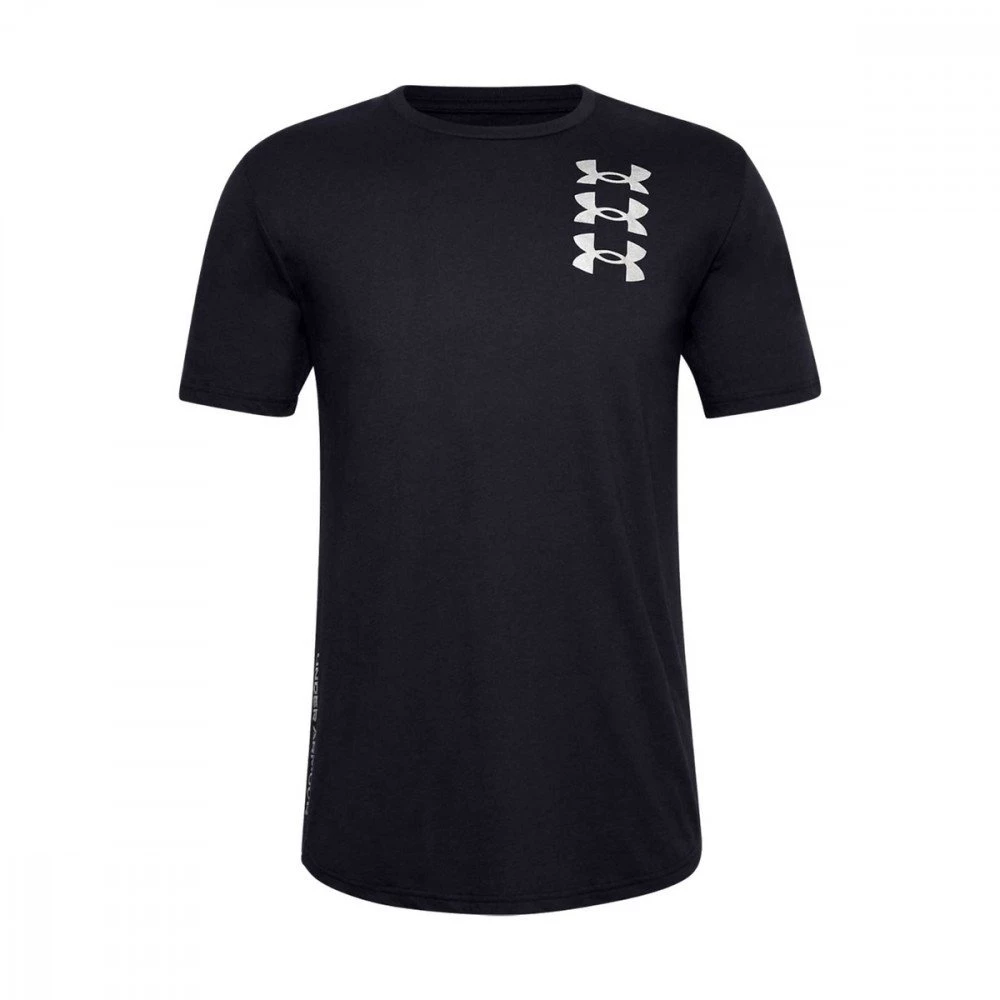 UNDER ARMOUR T-SHIRT TRIPLE STACK LOGO Nero 1 UNDER ARMOUR T-SHIRT TRIPLE STACK LOGO Nero