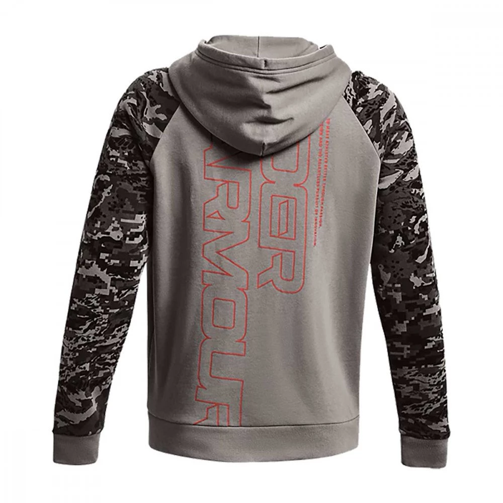 UNDER ARMOUR FELPA FULL ZIP CON CAPPUCCIO RIVAL FLEECE CAMO SCRIPT Grigio - immagine 2