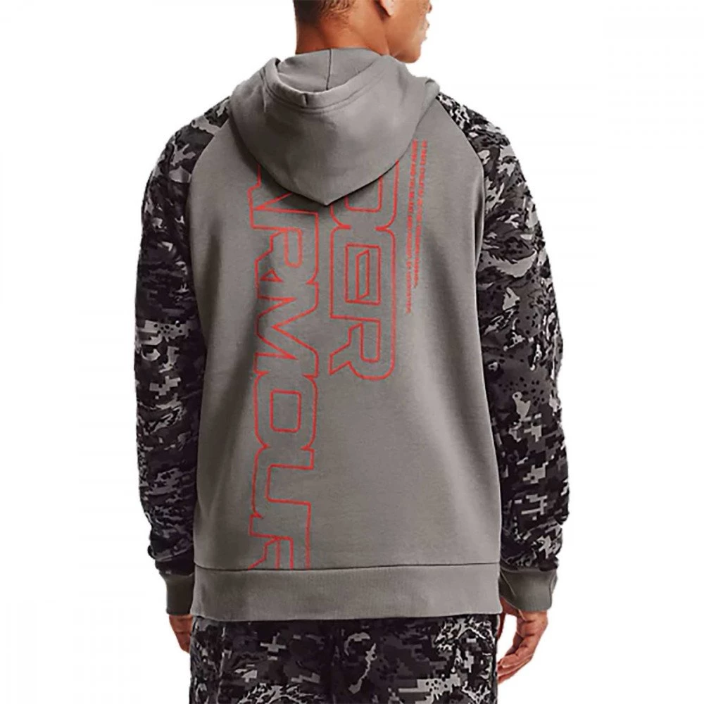 UNDER ARMOUR FELPA FULL ZIP CON CAPPUCCIO RIVAL FLEECE CAMO SCRIPT Grigio - immagine 4
