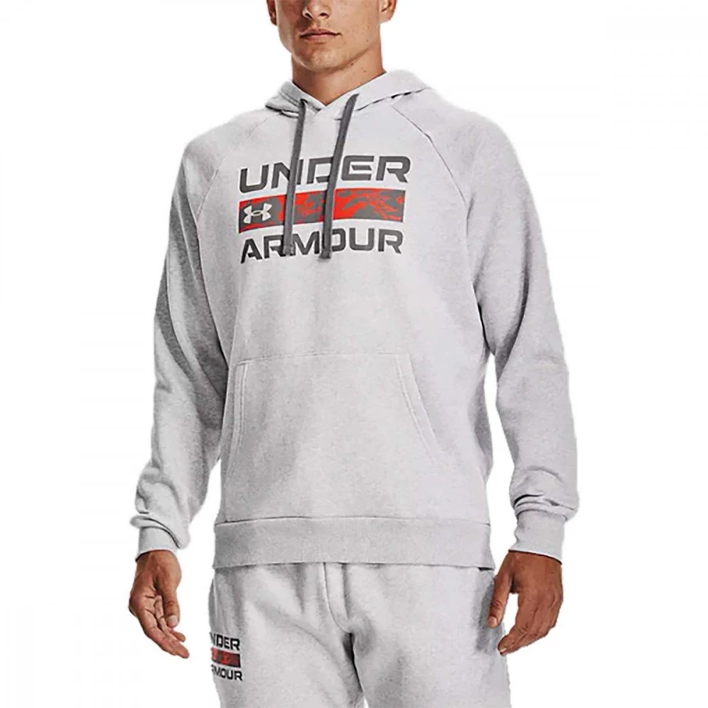 UNDER ARMOUR FELPA CON CAPPUCCIO RIVAL FLEECEE SIGNATURE BOX Grigio - immagine 3