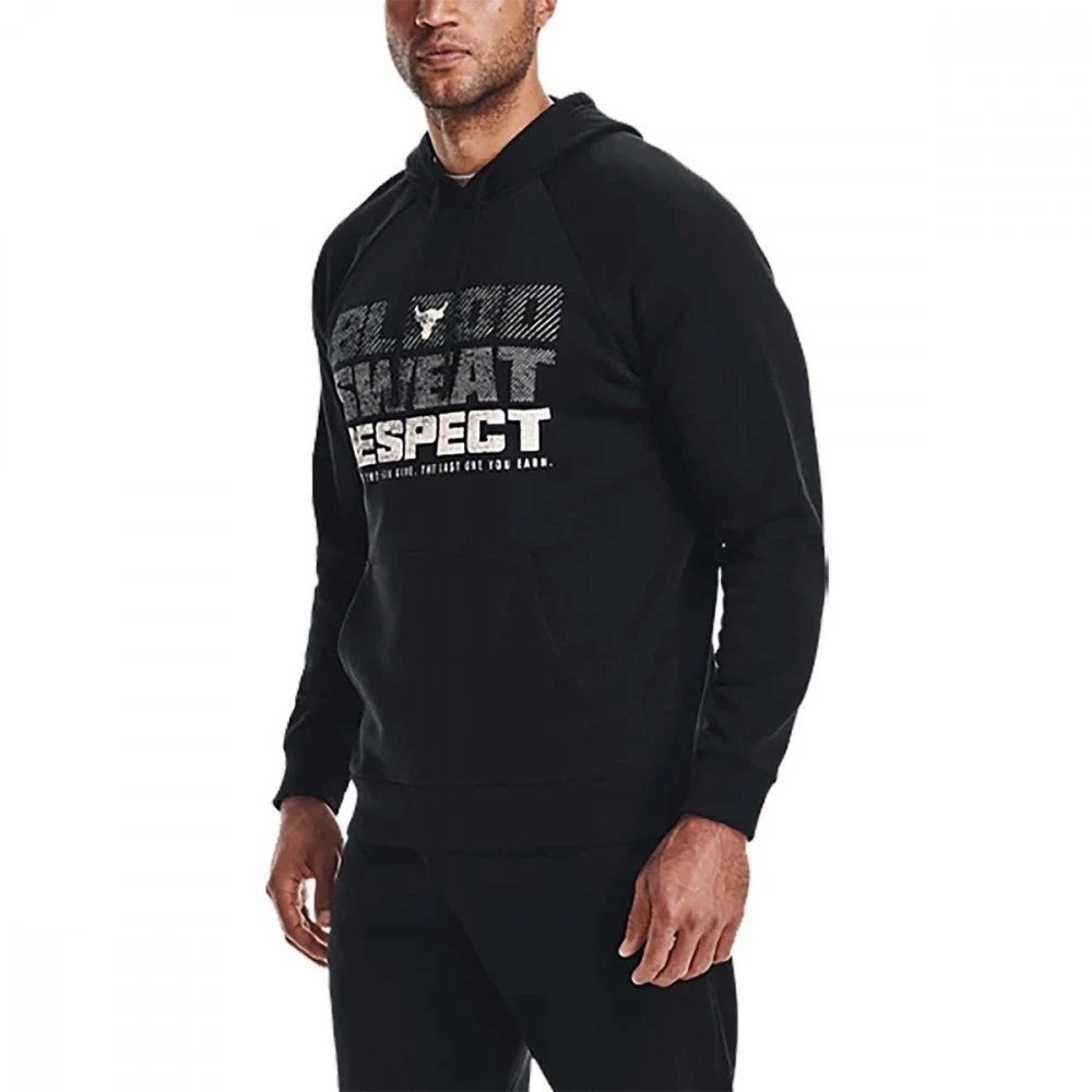 UNDER ARMOUR FELPA CON CAPPUCCIO PROJECT ROCK RIVAL FLEECE Nero - immagine 3