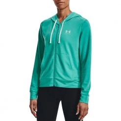 UNDER ARMOUR FELPA ZIP RIVAL TERRY DONNA Verde -Negozio online TRAINING E PALESTRA Italia 2022 under armour 1369853 felpa zip rival terry donna abbigliamento training e palestra donna 044941901 369 3