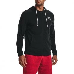 UNDER ARMOUR FELPA FULL ZIP RIVAL TERRY Nero -Negozio online TRAINING E PALESTRA Italia 2022 under armour 1370409 felpa full zip rival terry abbigliamento training e palestra uomo 044904301 001 3
